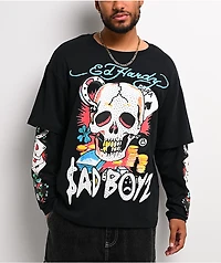 Ed Hardy x $AD BOYZ by Junior H Gamble Rhinestone Black Long Sleeve T-Shirt