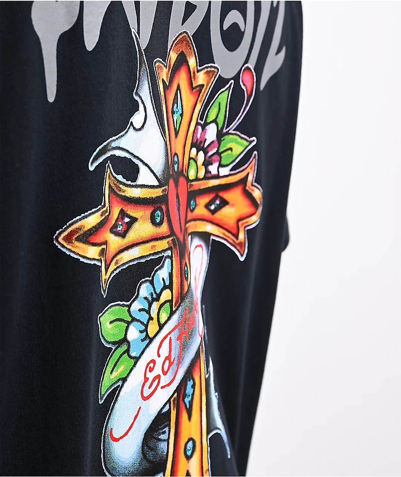 Ed Hardy x $AD BOYZ by Junior H Mary Rhinestone Black T-Shirt