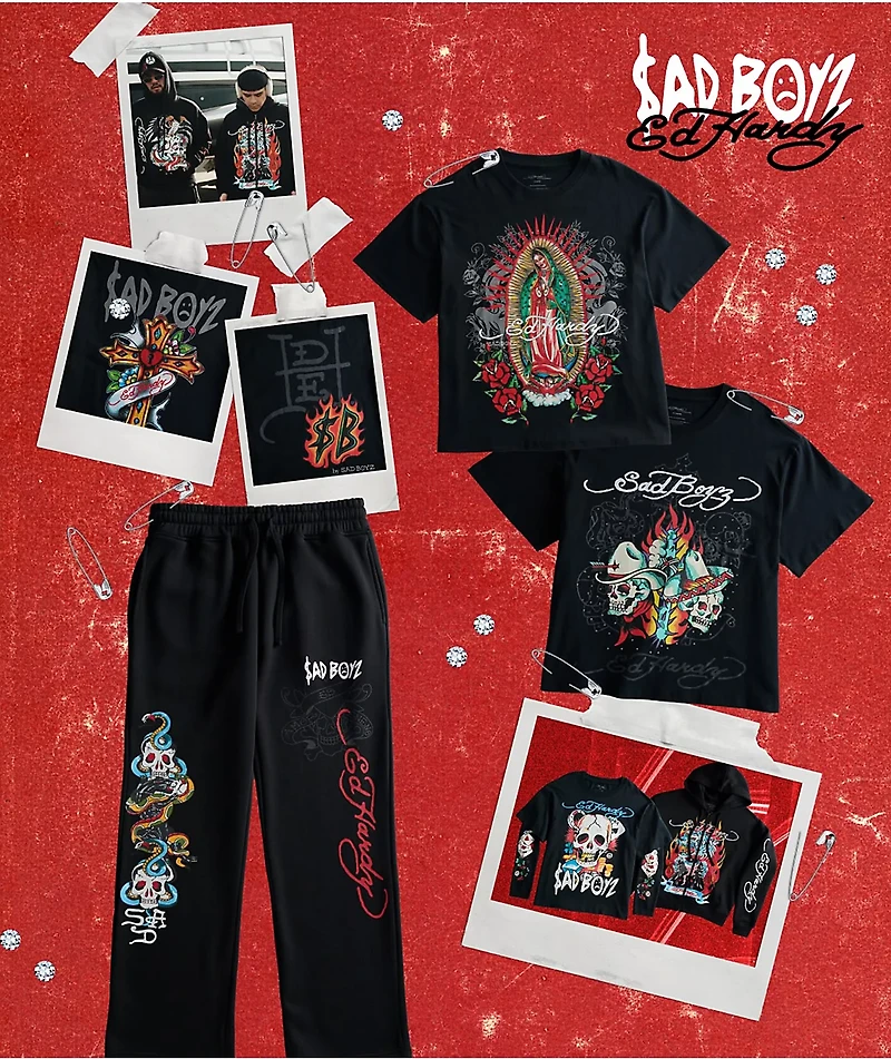 Ed Hardy x $AD BOYZ by Junior H Mary Rhinestone Black T-Shirt