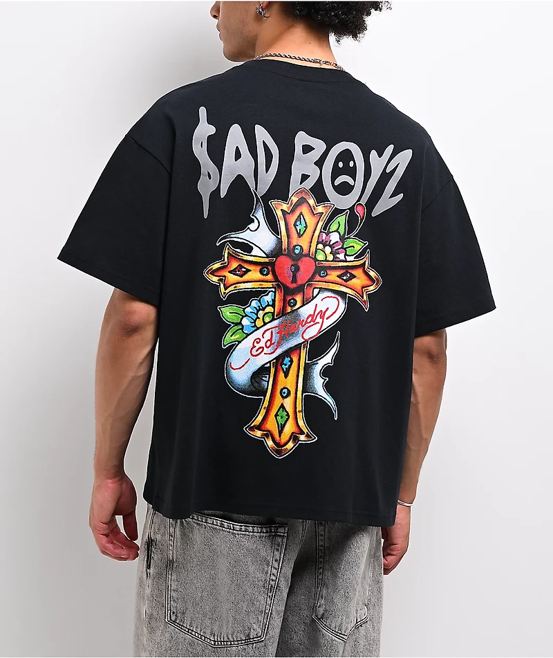 Ed Hardy x $AD BOYZ by Junior H Mary Rhinestone Black T-Shirt
