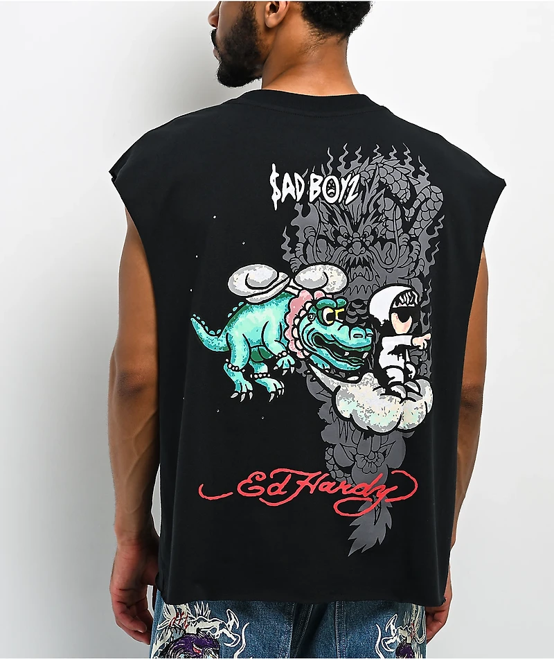 Ed Hardy x $AD BOYZ by Junior H Nuble Black Tank Top