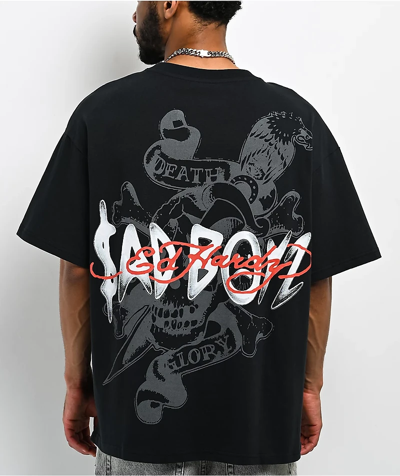 Ed Hardy x $AD BOYZ by Junior H Skulls Black T-Shirt