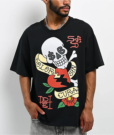 Ed Hardy x $AD BOYZ by Junior H Skulls Black T-Shirt