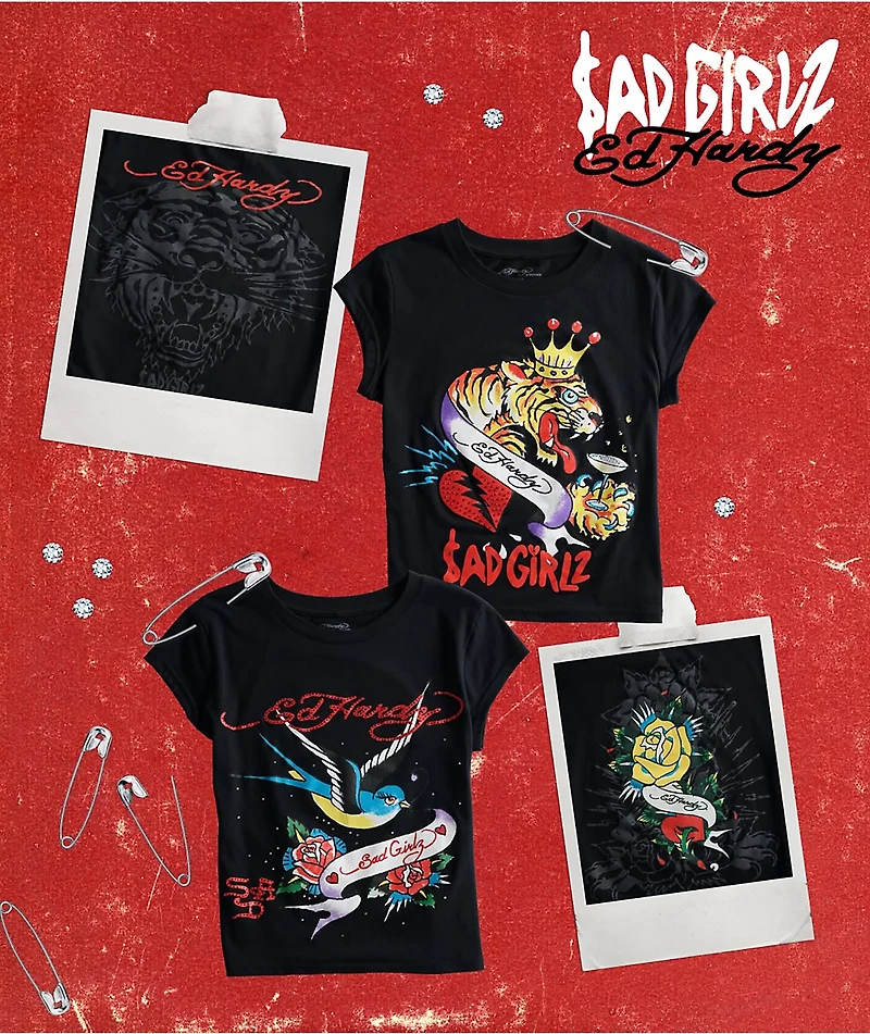 Ed Hardy x $AD BOYZ by Junior H Swallow Black T-Shirt