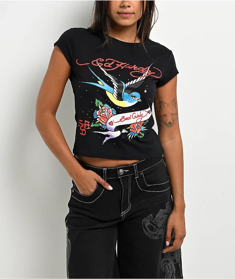 Ed Hardy x $AD BOYZ by Junior H Swallow Black T-Shirt