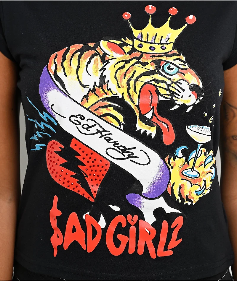 Ed Hardy x $AD BOYZ by Junior H Tiger Crown Black T-Shirt