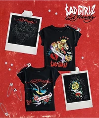 Ed Hardy x $AD BOYZ by Junior H Tiger Crown Black T-Shirt