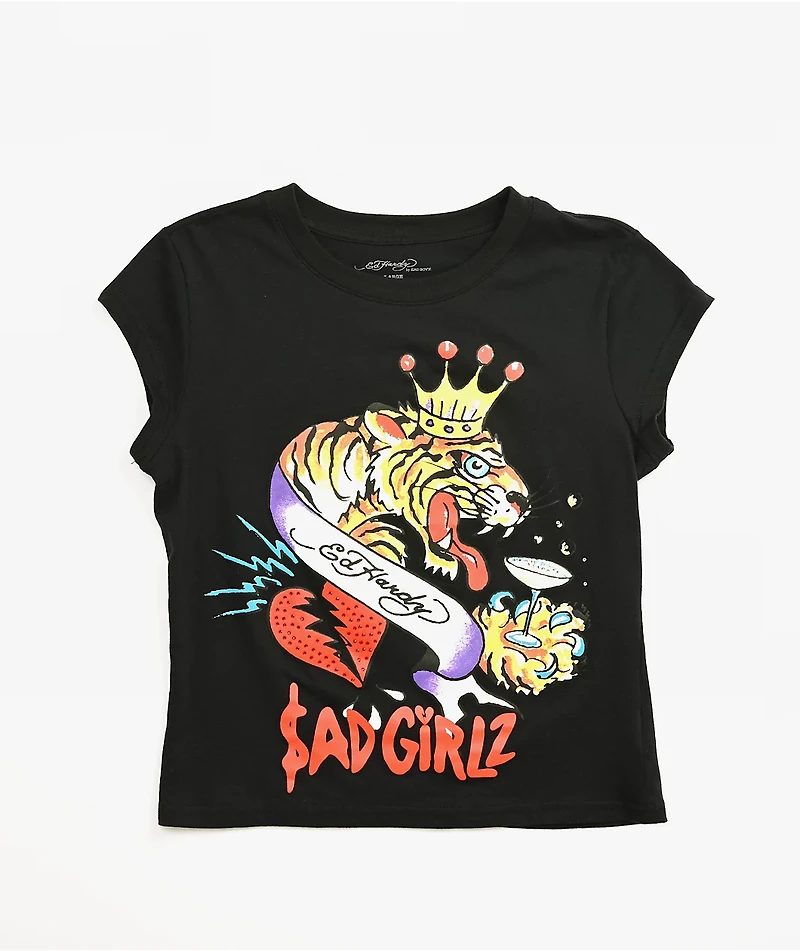 Ed Hardy x $AD BOYZ by Junior H Tiger Crown Black T-Shirt