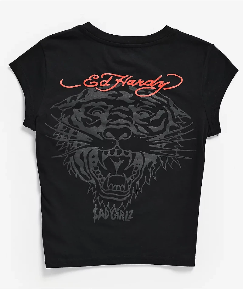 Ed Hardy x $AD BOYZ by Junior H Tiger Crown Black T-Shirt