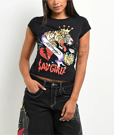 Ed Hardy x $AD BOYZ by Junior H Tiger Crown Black T-Shirt