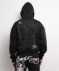 Ed Hardy x $AD BOYZ by Junior H Tiger Flame Black Zip Hoodie