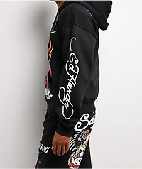 Ed Hardy x $AD BOYZ by Junior H Tiger Flame Black Zip Hoodie