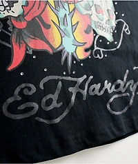 Ed Hardy x $AD BOYZ by Junior H Western Rhinestone Black T-Shirt