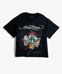 Ed Hardy x $AD BOYZ by Junior H Western Rhinestone Black T-Shirt