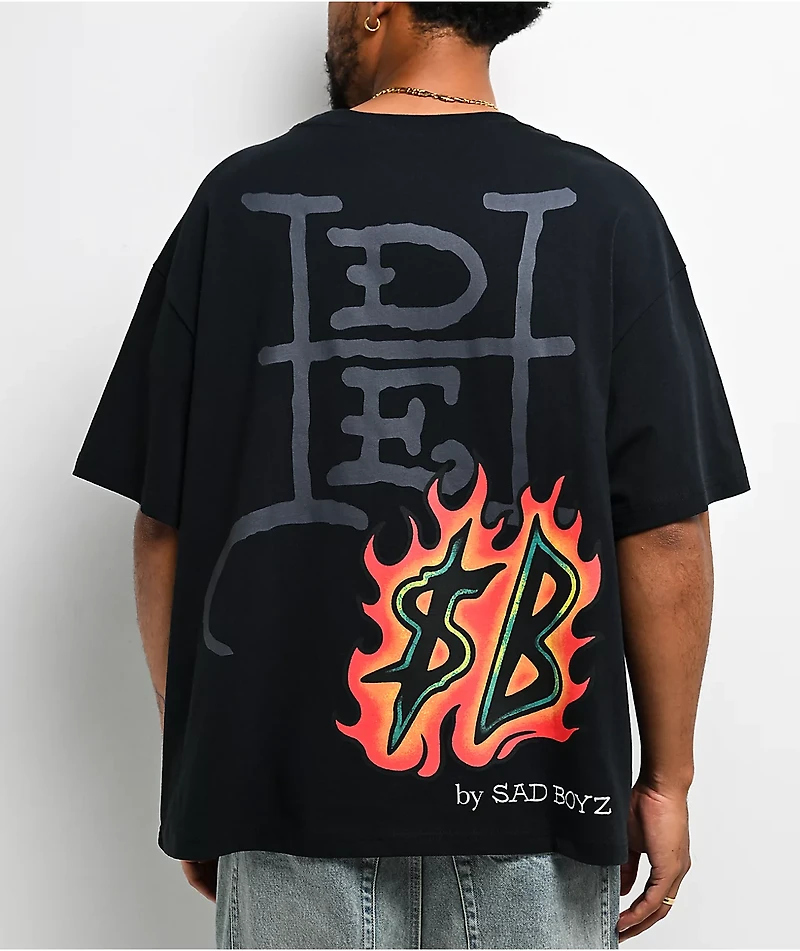 Ed Hardy x $AD BOYZ by Junior H Western Rhinestone Black T-Shirt