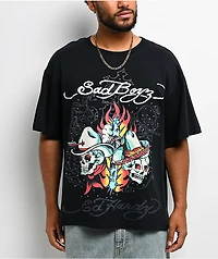 Ed Hardy x $AD BOYZ by Junior H Western Rhinestone Black T-Shirt