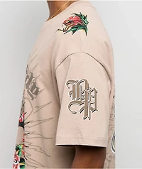 Ed Hardy x  Broken Promises Love Scars Beige T-Shirt