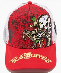 Ed Hardy x Broken Promises Blood Ties Red & White Trucker Hat