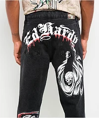 Ed Hardy x Broken Promises Death Shadow Black Loose Fit Jeans