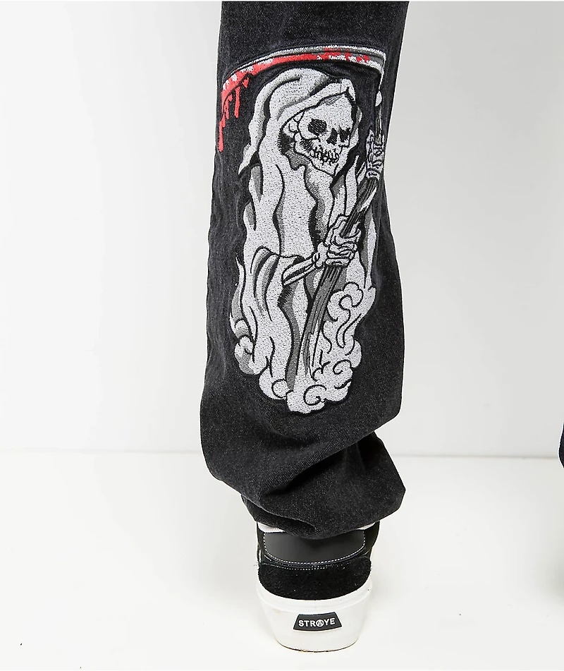 Ed Hardy x Broken Promises Death Shadow Black Loose Fit Jeans