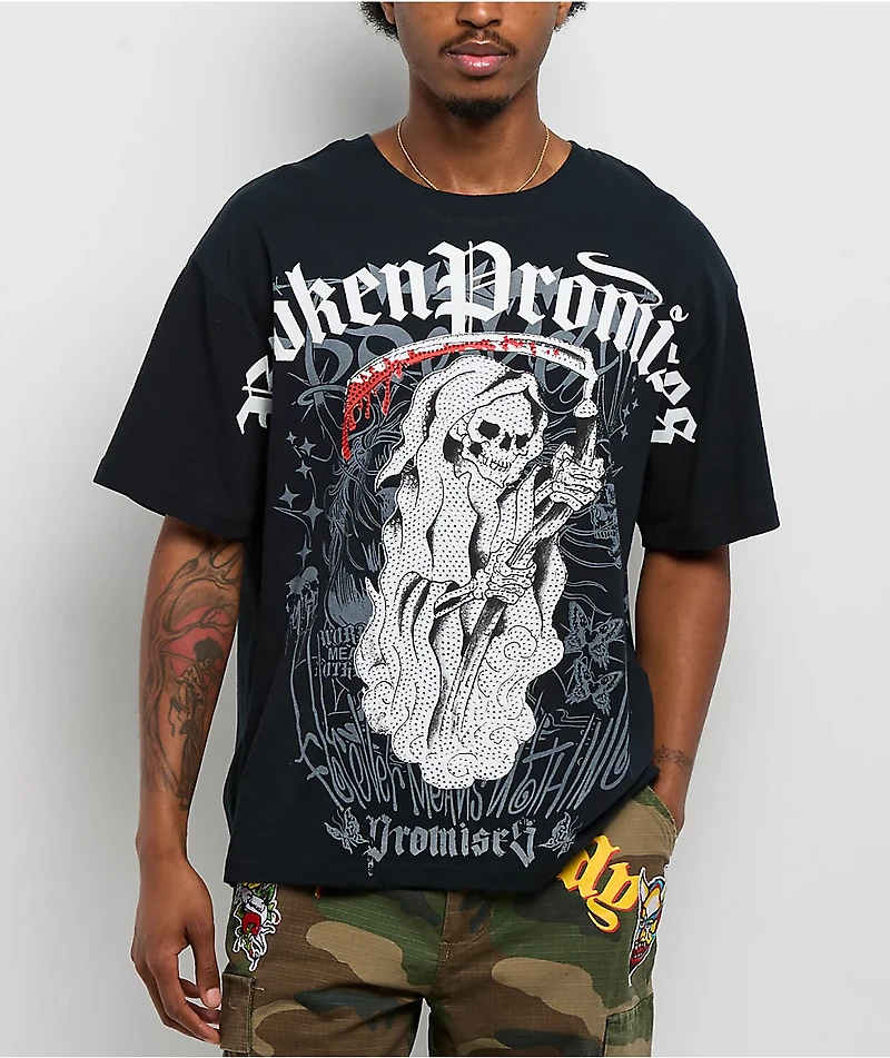 Ed Hardy x Broken Promises Death's Shadow Black T-Shirt