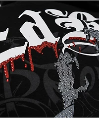 Ed Hardy x Broken Promises Deaths Shadow Rhinestone Black Zip Hoodie