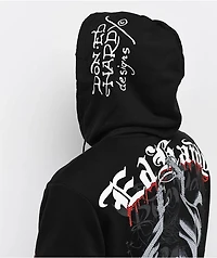 Ed Hardy x Broken Promises Deaths Shadow Rhinestone Black Zip Hoodie