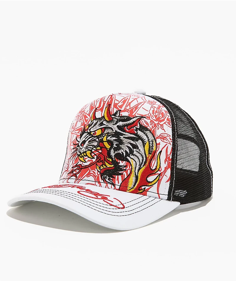 Ed Hardy x Broken Promises Forever Fades White & Black Trucker Hat
