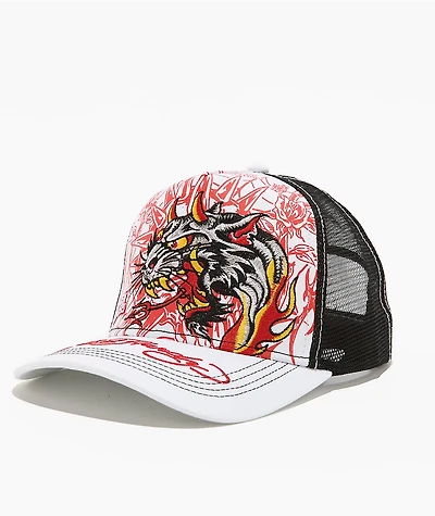 Ed Hardy x Broken Promises Forever Fades White & Black Trucker Hat