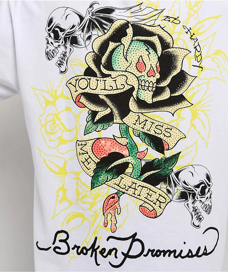 Ed Hardy x Broken Promises Miss Me Later White T-Shirt