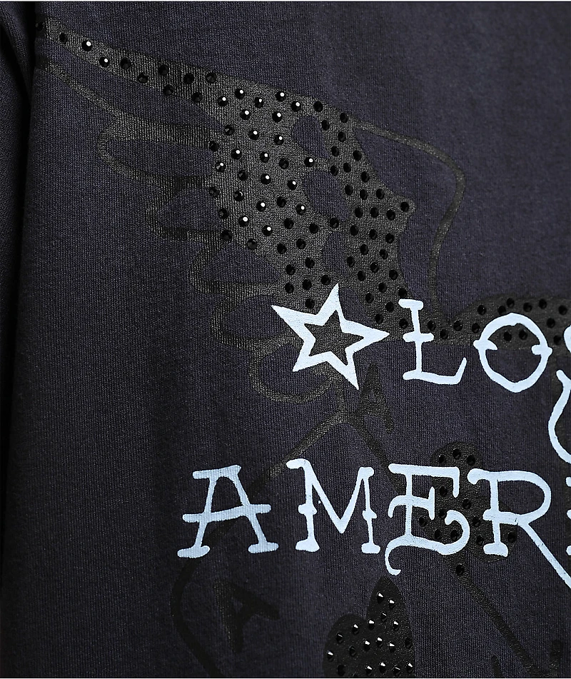 Ed Hardy x EST 19XX Rhinestone Eagle Black Wash T-Shirt