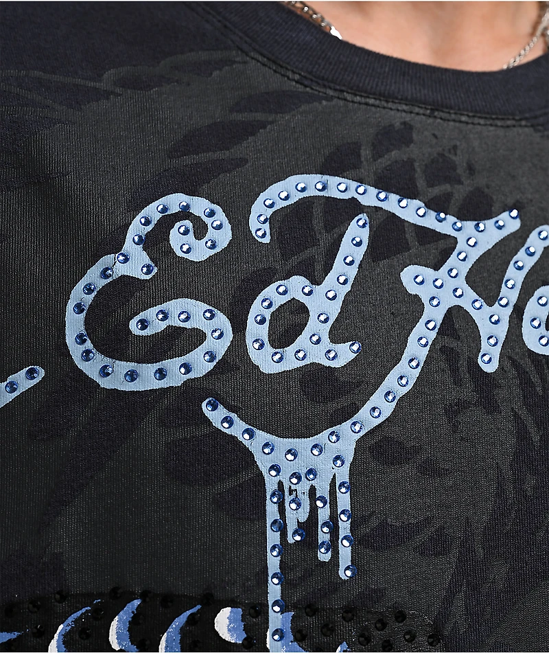 Ed Hardy x EST 19XX Rhinestone Eagle Black Wash T-Shirt
