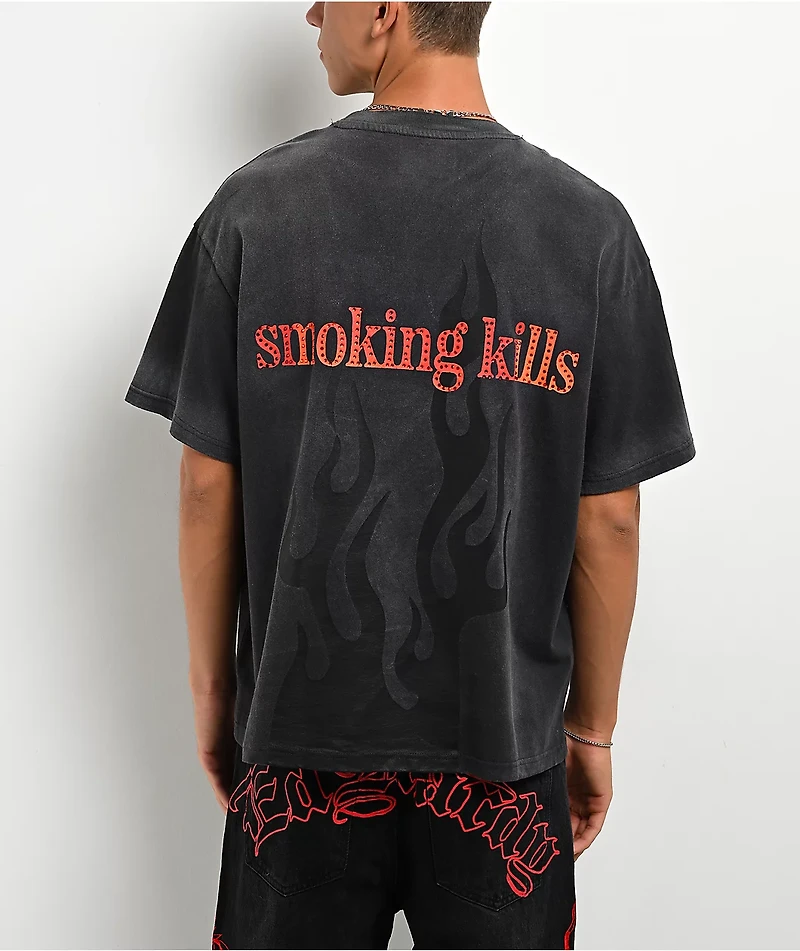 Ed Hardy x EST 19XX Rhinestone Flames Vintage Black T-Shirt
