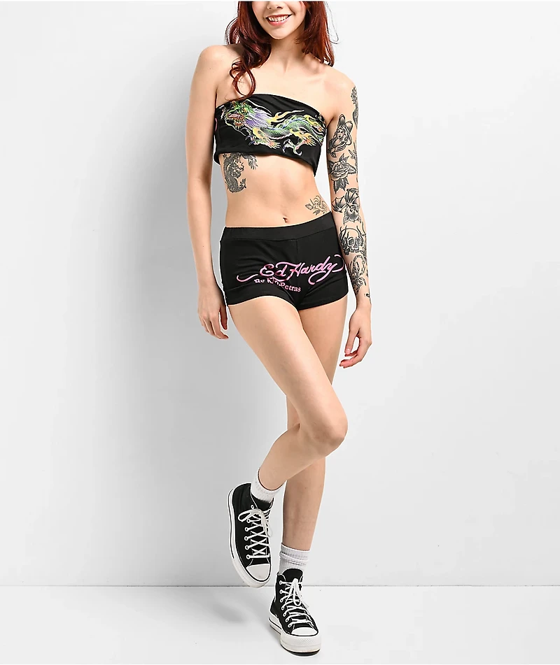Ed Hardy x Kim Petras Dragon Black Crop Tube Top