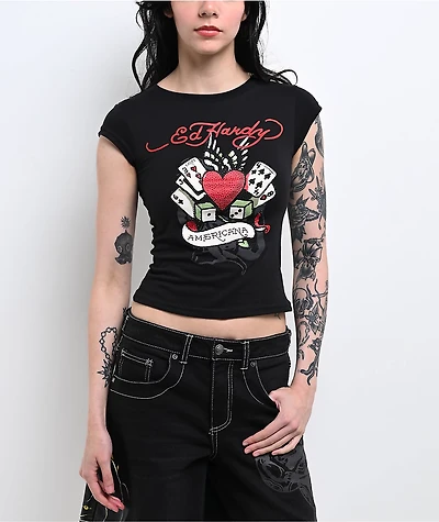 Ed Hardy x MGK Card Wings Black T-Shirt