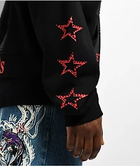 Ed Hardy x MGK Flames Rhinestone Black Zip Hoodie