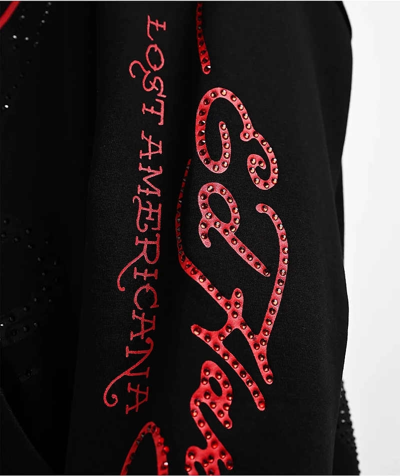 Ed Hardy x MGK Flames Rhinestone Black Zip Hoodie