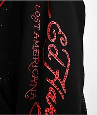 Ed Hardy x MGK Flames Rhinestone Black Zip Hoodie