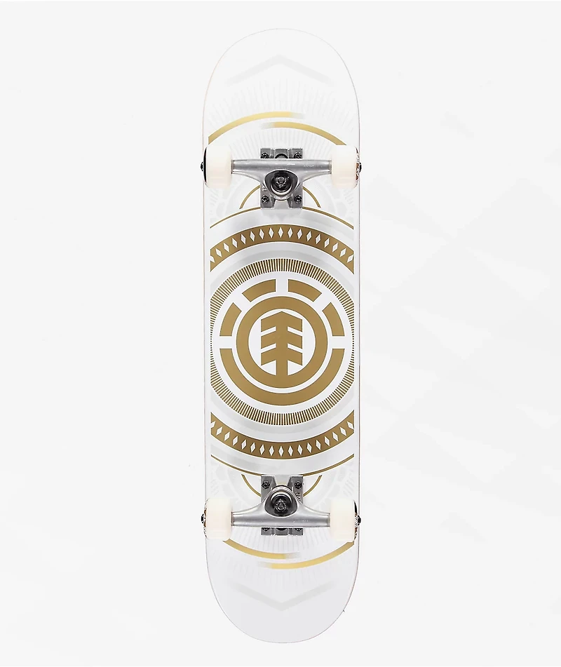 Element Hatched White & Gold 7.75" Skateboard Complete
