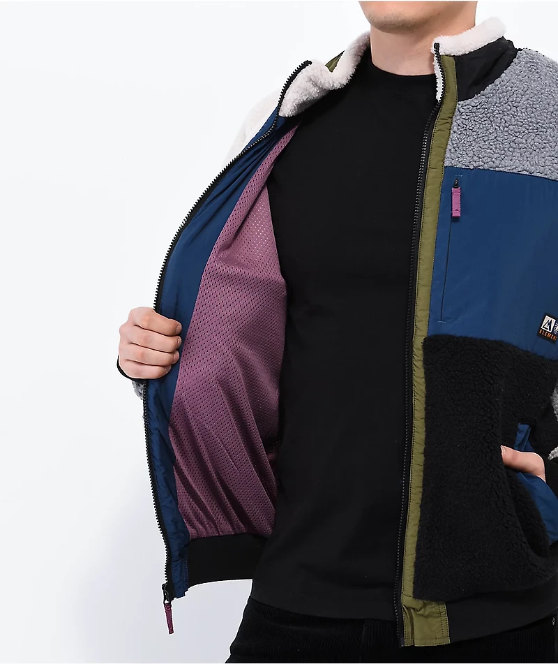 Element Oak 2.0 Black, Grey, & Cream Sherpa Fleece Jacket