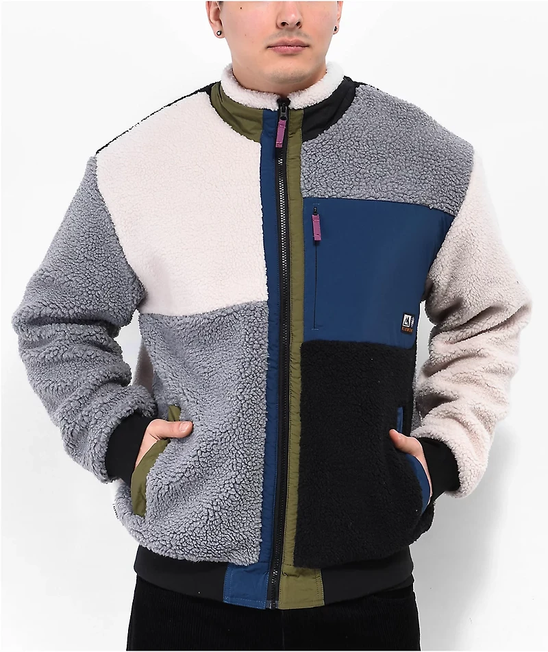 Element Oak 2.0 Black, Grey, & Cream Sherpa Fleece Jacket