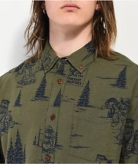 Element x Smokey Bear Scene Dark Green Short Sleeve Button Up Shirt