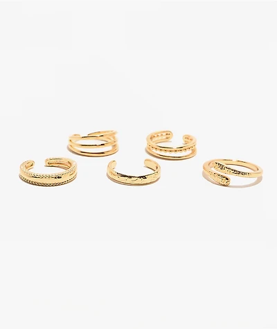 Ella Shea 5 Pack Gold Toe Rings