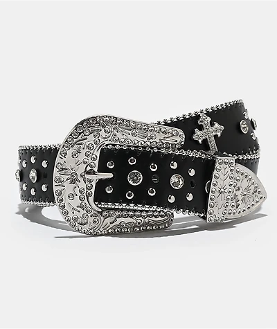 Ella Shea Cross Bling Black Belt