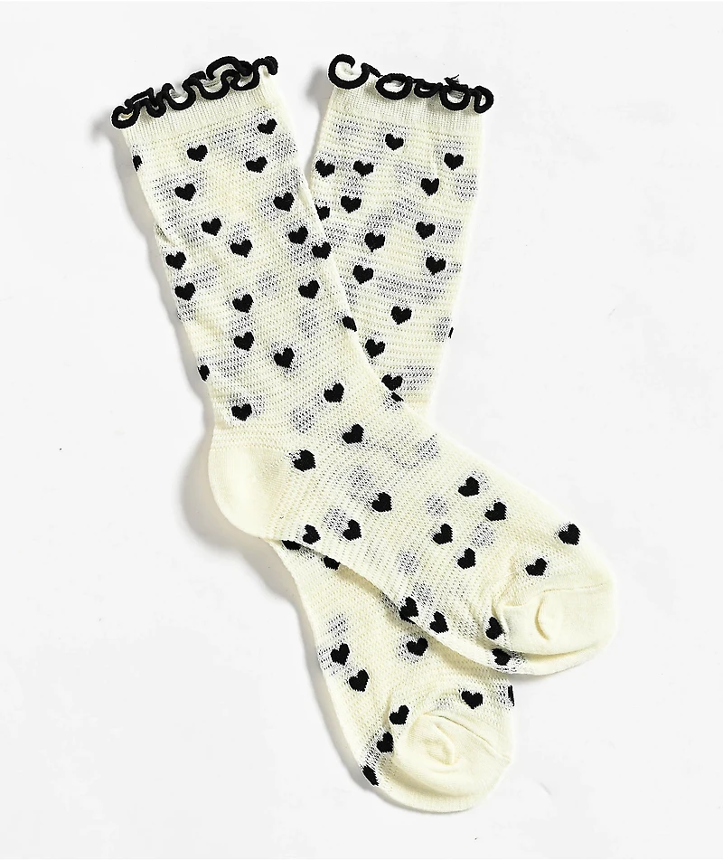 Ella Shea Heart Ruffle Black & White Ankle Socks