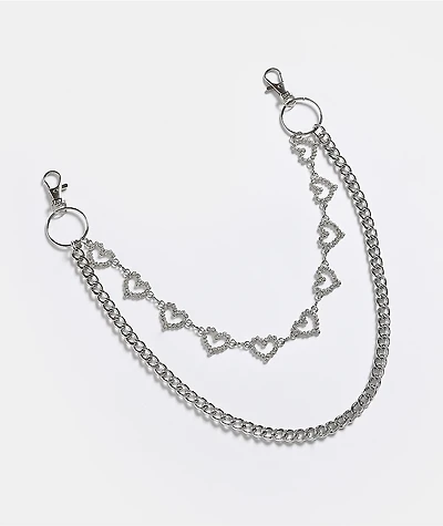 Ella Shea Pave Heart Silver Pocket Chain