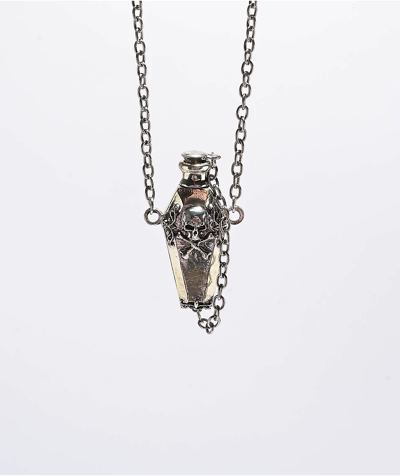 Ella Shea Poison Bottle 24" Silver Chain Necklace