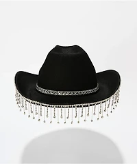 Ella Shea Rhinestone Tassel Black Cowboy Hat