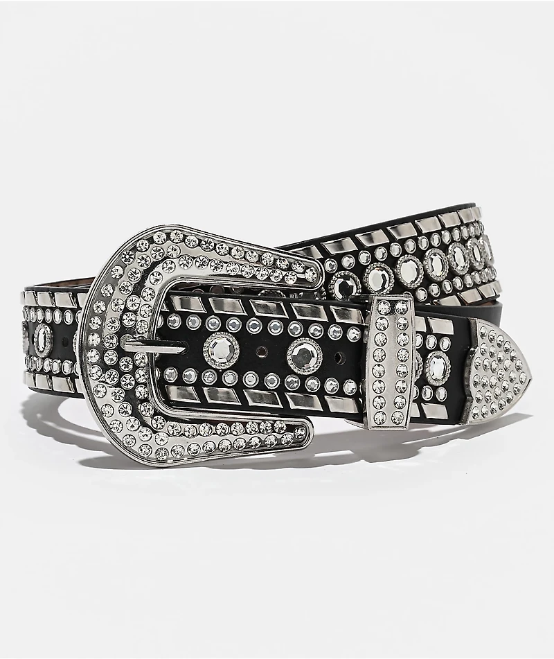 Ella Shea Rhombus Gem Bling Black Belt