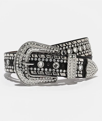 Ella Shea Rhombus Gem Bling Black Belt